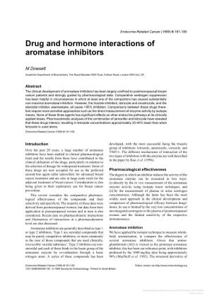 Drug and Hormone Interactions of Aromatase Inhibitors
