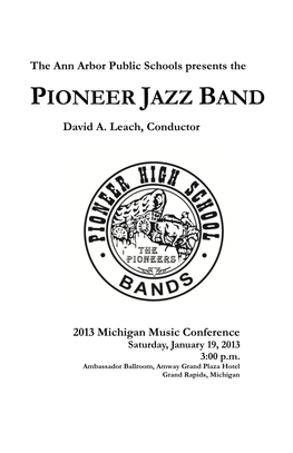 PIONEER JAZZ BAND David A