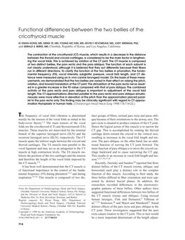 Functional Differences Between the Two Bellies of the Cricothyroid Muscle