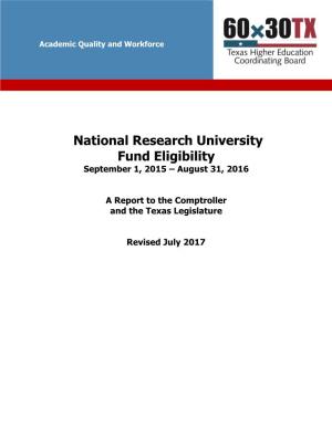 National Research University Fund Eligibility Report