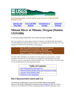 Minam River at Minam, Oregon (Station 13331500)