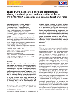Black Truffleassociated Bacterial Communities During the Development and Maturation of Tuber Melanosporum Ascocarps and Putative