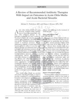 A Review of Recommended Antibiotic Therapies with Impact on Outcomes in Acute Otitis Media and Acute Bacterial Sinusitis