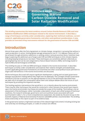 Evidence Brief: Governing Marine Carbon Dioxide Removal and Solar