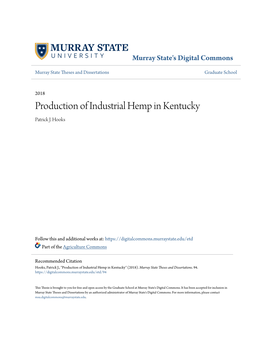 Production of Industrial Hemp in Kentucky Patrick J
