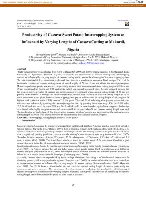 Productivity of Cassava-Sweet Potato Intercropping System As Influenced
