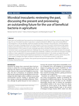 Microbial Inoculants: Reviewing the Past, Discussing the Present and Previewing an Outstanding Future for the Use of Beneficial