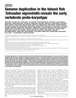 Genome Duplication in the Teleost Fish Tetraodon Nigroviridis Reveals The