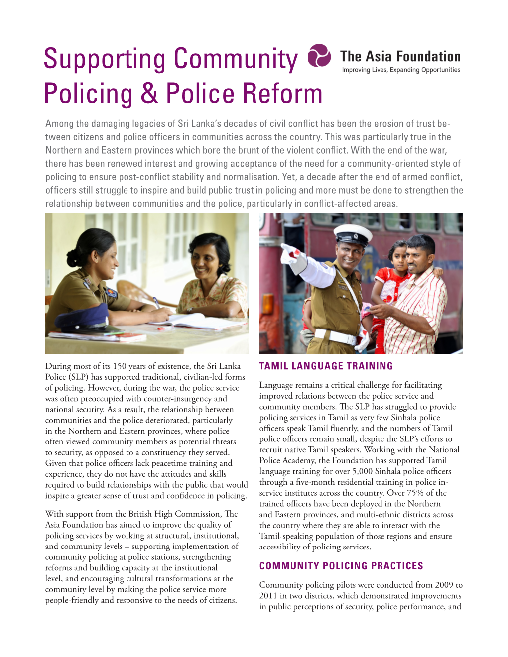 Supporting Community Policing & Police Reform