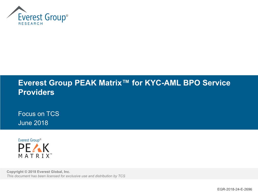 Everest Group PEAK Matrix™ for KYC-AML BPO Service Providers