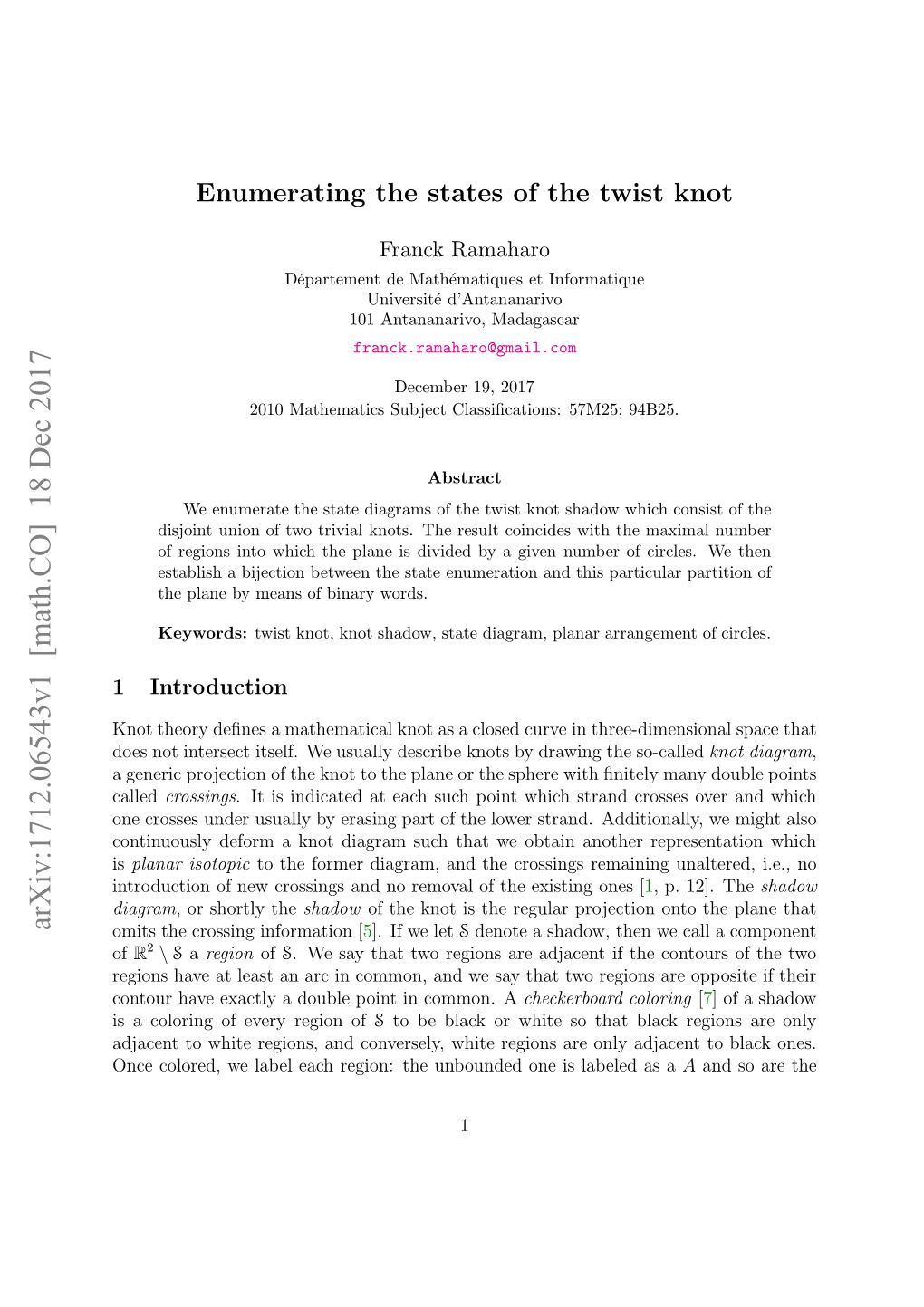 Enumerating the States of the Twist Knot