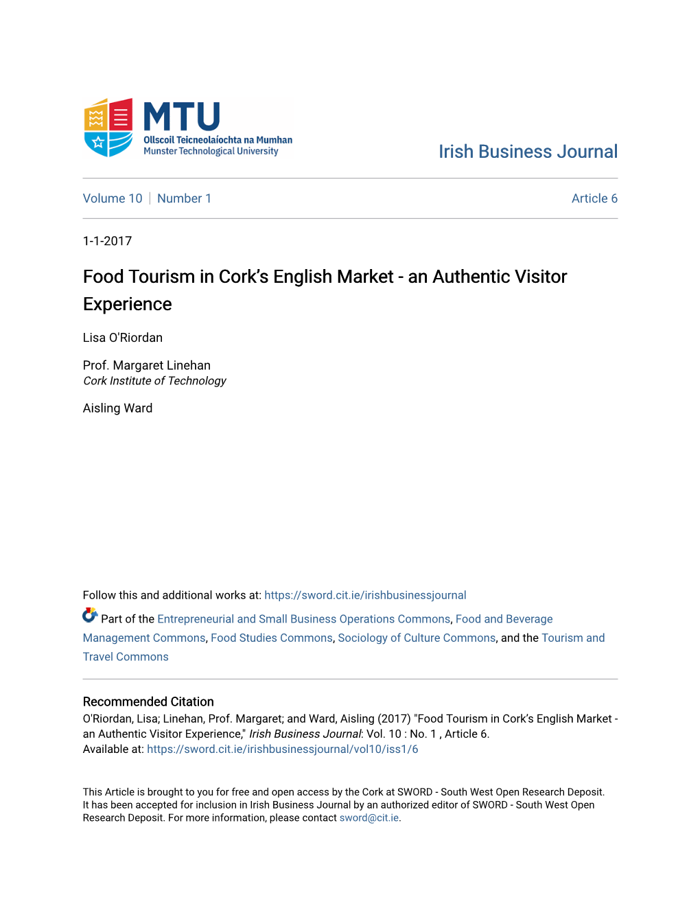 Food Tourism in Cork's English Market