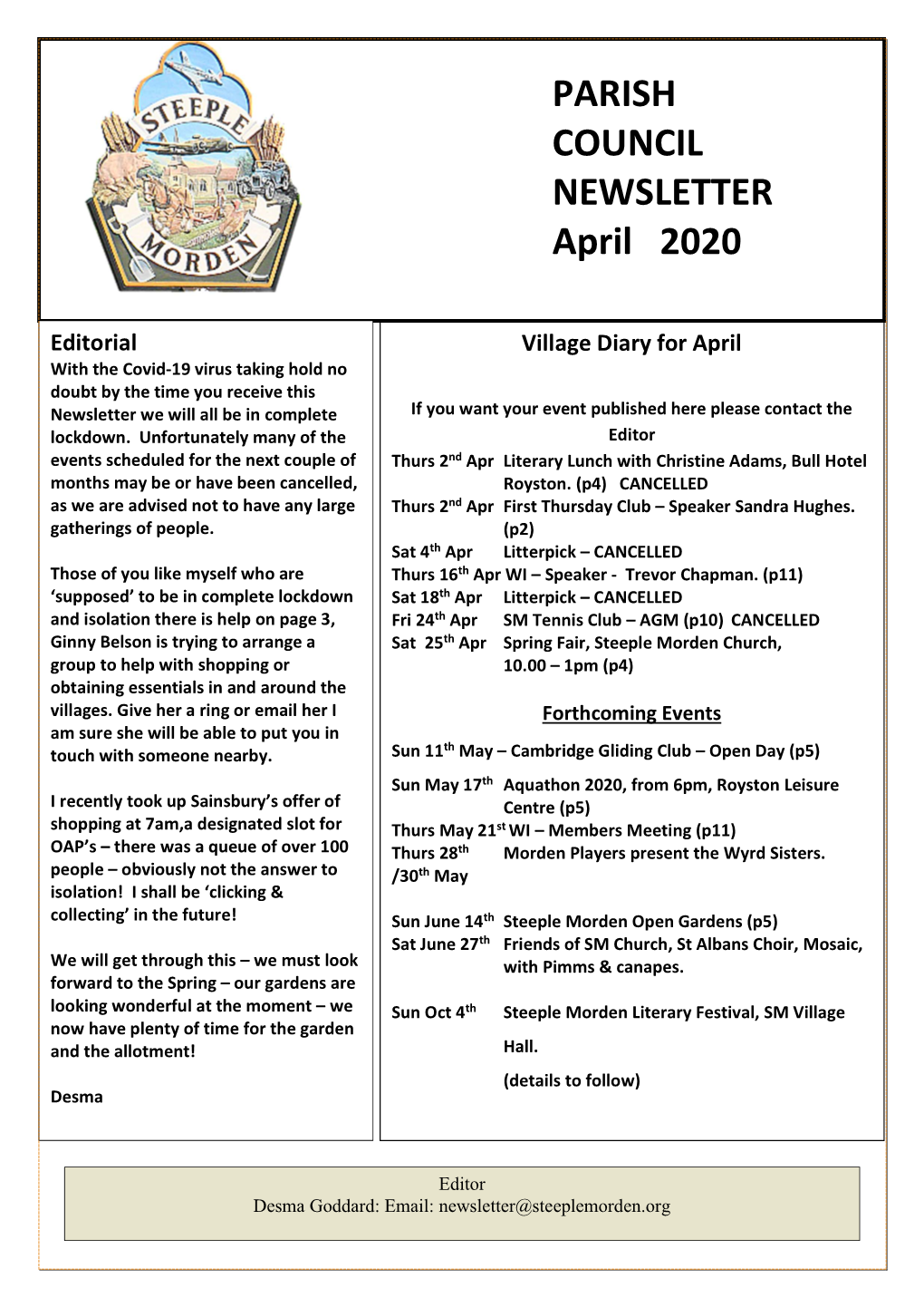 PARISH COUNCIL NEWSLETTER April 2020