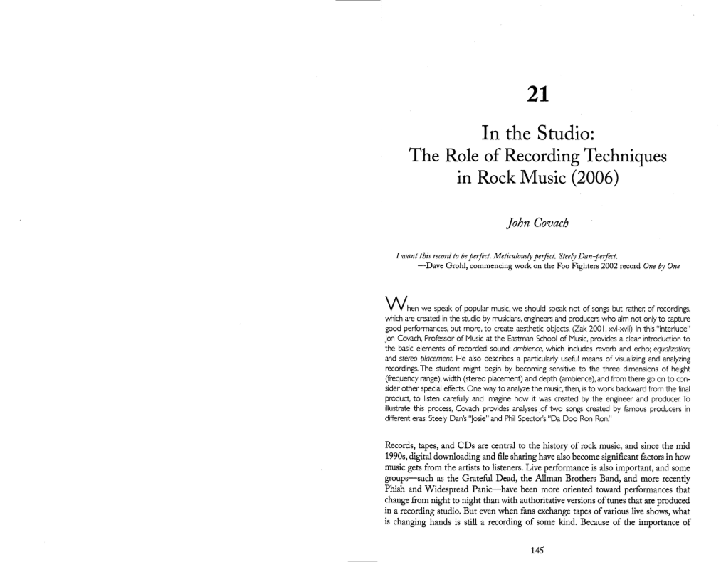 In the Studio: the Role of Recording Techniques in Rock Music (2006)