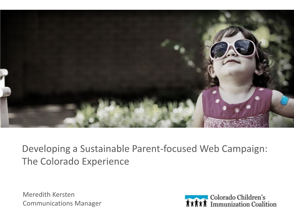 Developing a Sustainable Parent-Focused Web Campaign: the Colorado Experience