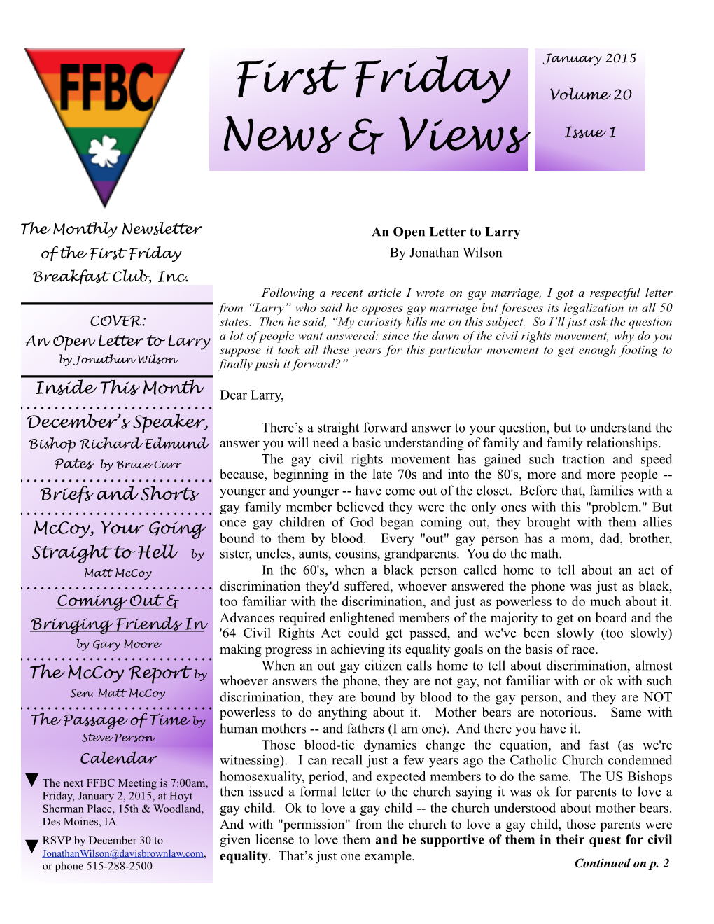 2015-01 FFBC Newsletter