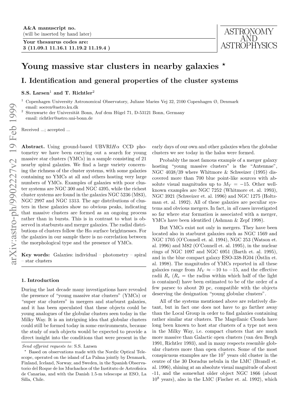 Young Massive Star Clusters in Nearby Galaxies. I. Identification And