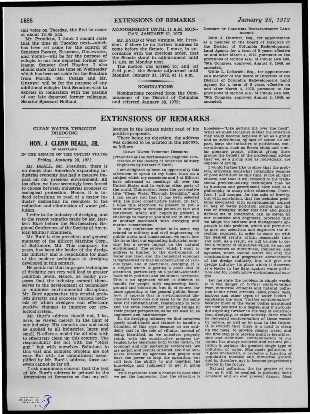 EXTENSIONS of REMARKS January 28, 1972 Call Votes on Tuesday, the First to Occur ADJOURNMENT UNTIL 11 A.M