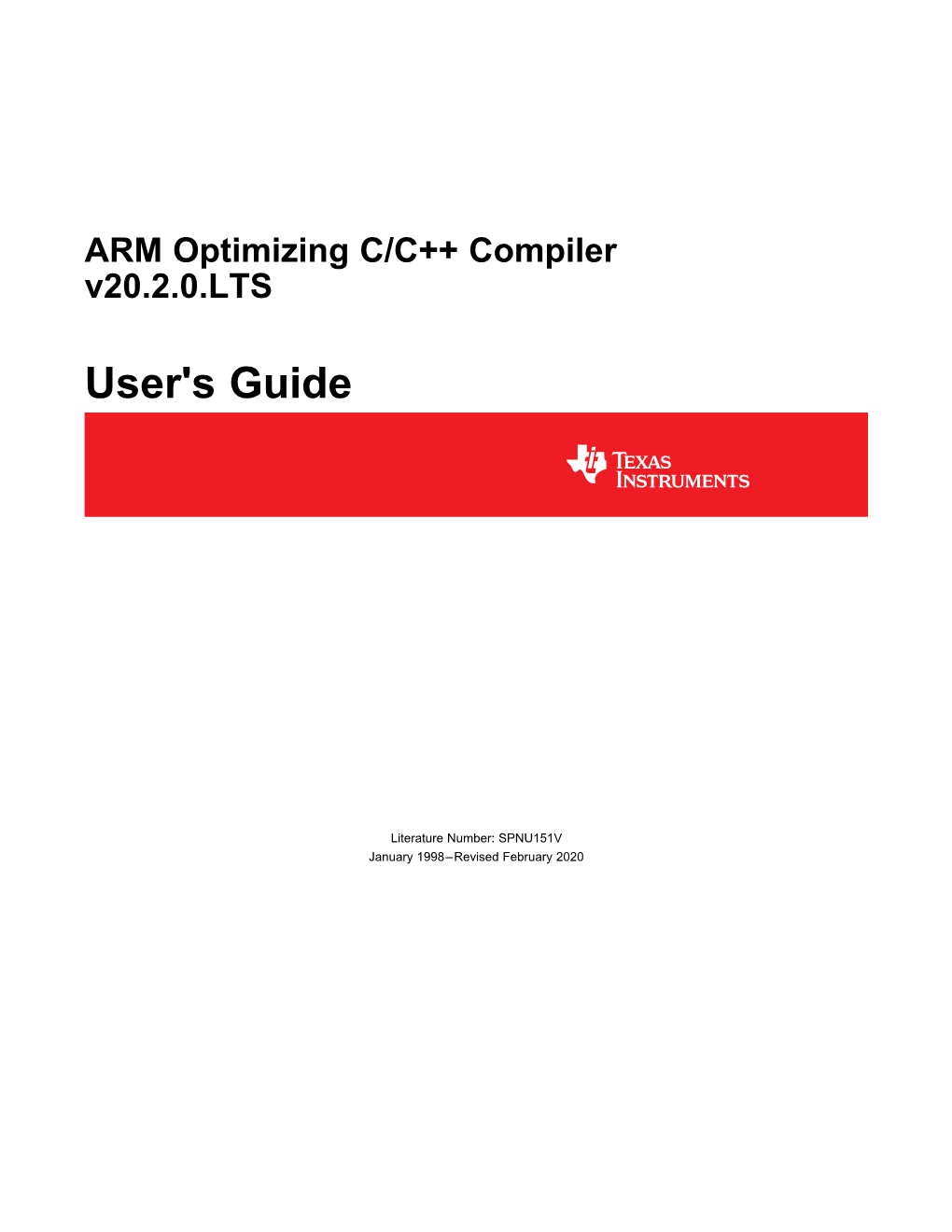 ARM Optimizing C/C++ Compiler V20.2.0.LTS User's Guide (Rev. V)