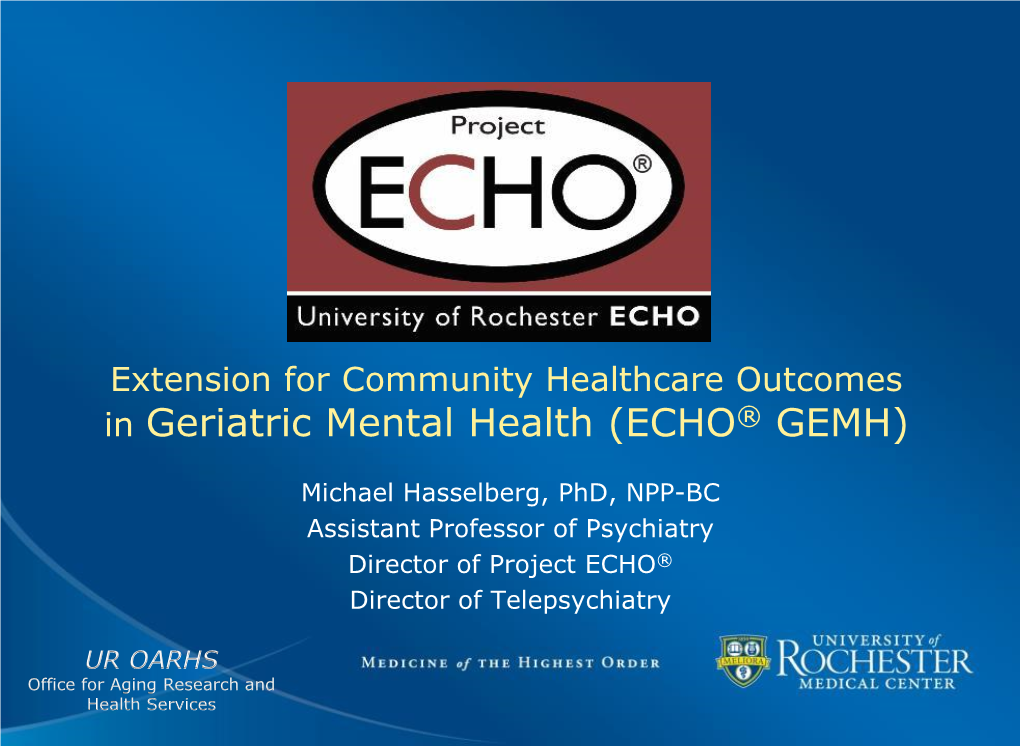 In Geriatric Mental Health (ECHO® GEMH)