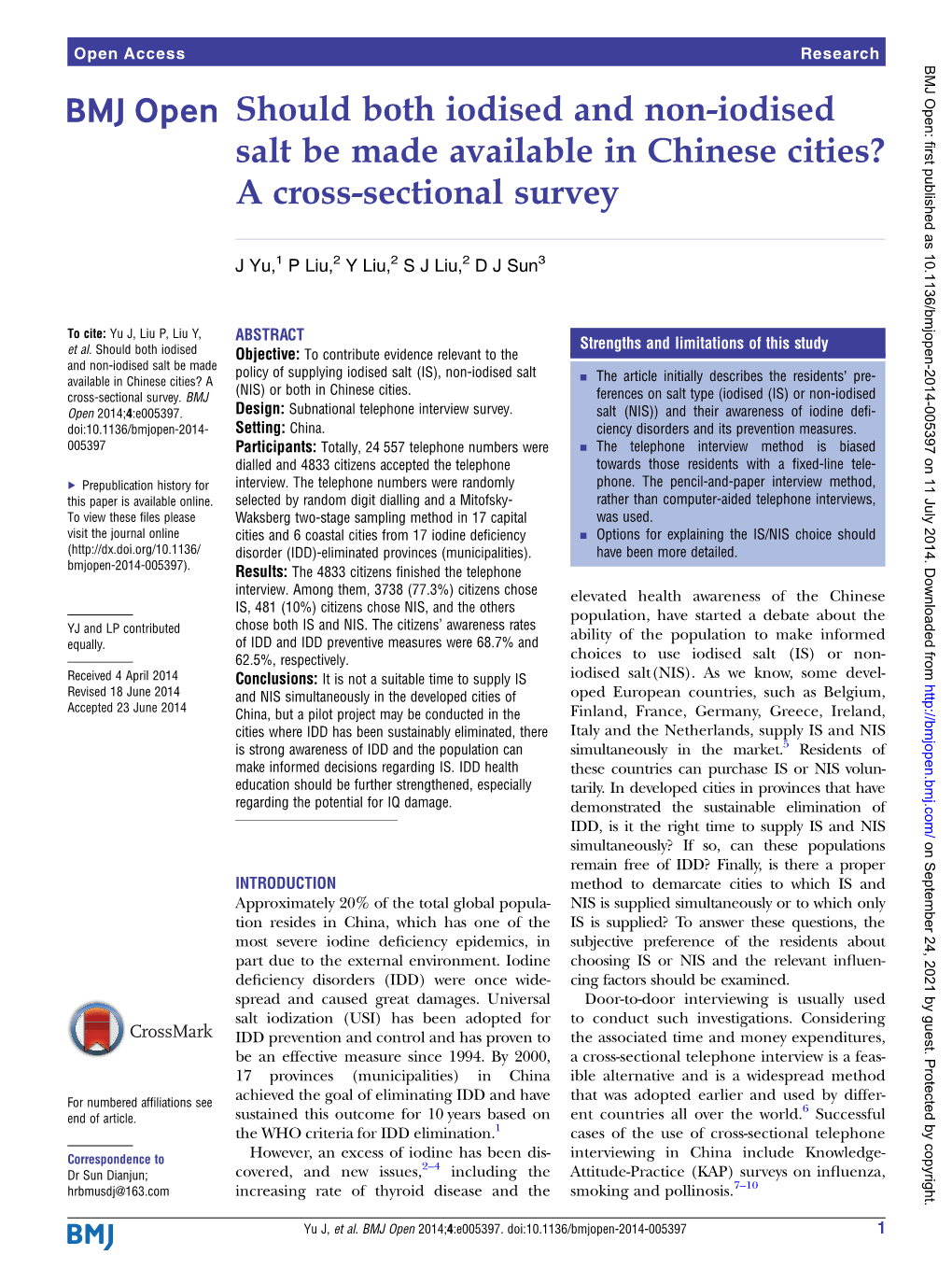 A Cross-Sectional Survey