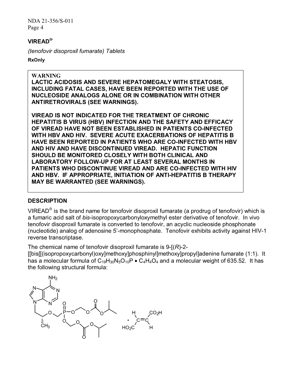 Tenofovir Disoproxil Fumarate) Tablets Rxonly