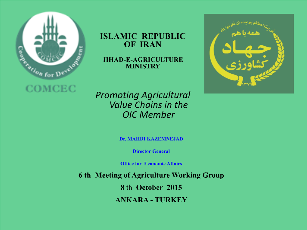 Agriculture in Iran the Statistical Of