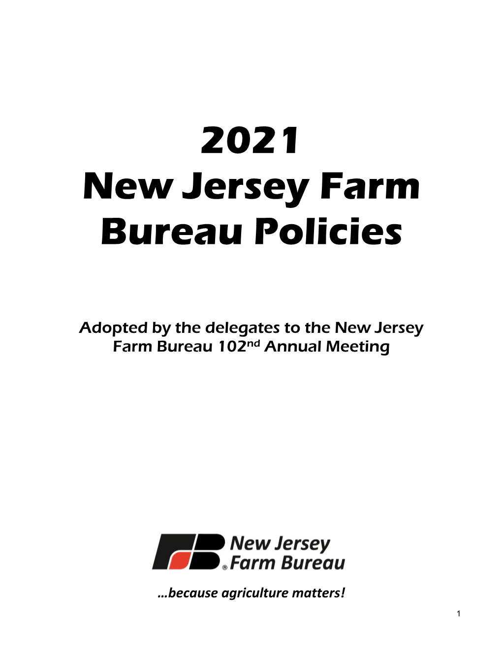 2021 New Jersey Farm Bureau Policies