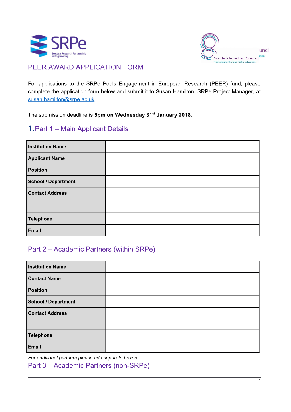 Peer Award Application Form