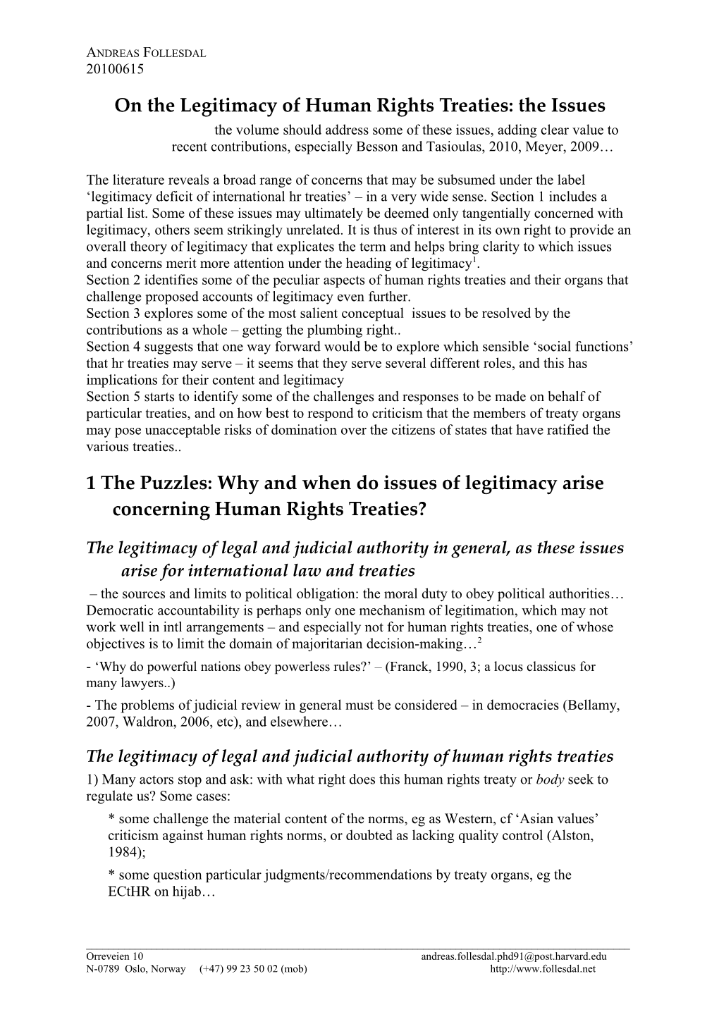 On the Legitimacy of Human Rights Treaties: the Issues