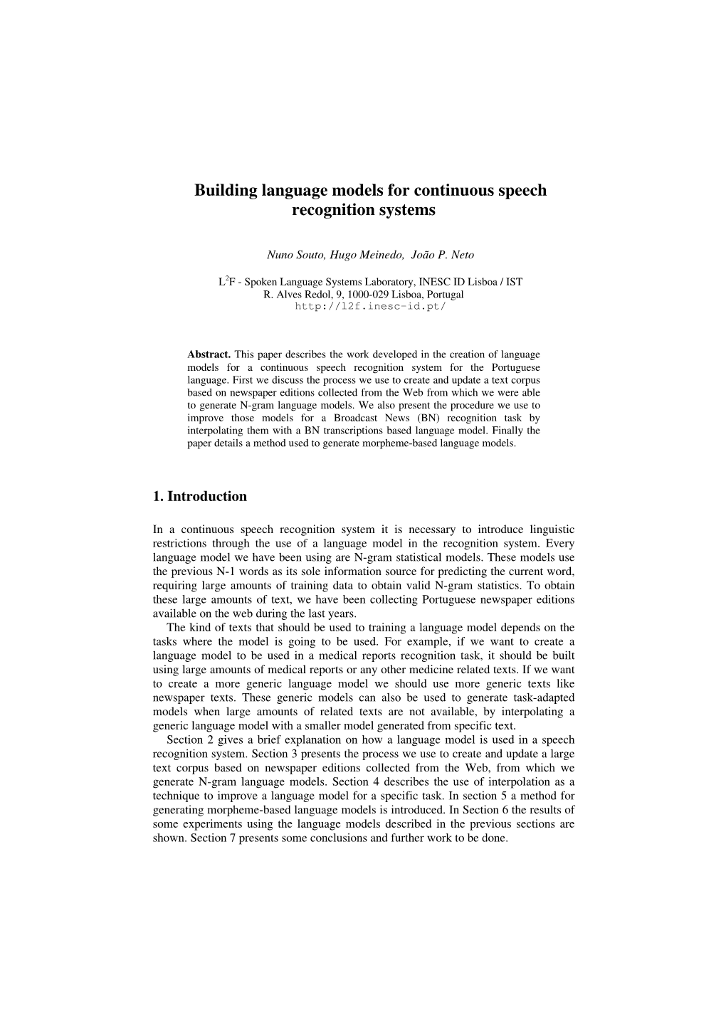 Building Language Models for Continuous Speech Recognition Systems