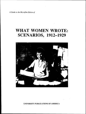 What Women Wrote: Scenarios, 1912-1929