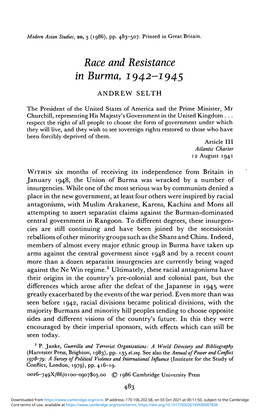 Race and Resistance in Burma, 1942–1945