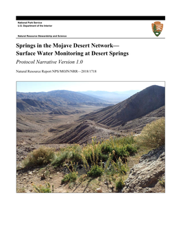 Springs in the Mojave Desert Network— Surface Water Monitoring at Desert Springs Protocol Narrative Version 1.0