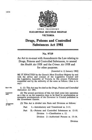 Drugs, Poisons and Controlled Substances Act 1981