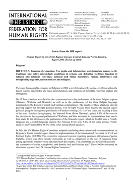 Extract from the IHF Report Human Rights in the OSCE Region