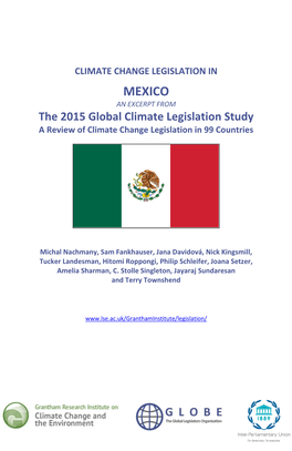 MEXICO an EXCERPT from the 2015 Global Climate Legislation Study a Review of Climate Change Legislation in 99 Countries