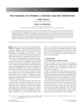 The Founding of Informs: a Decision Analysis Perspective
