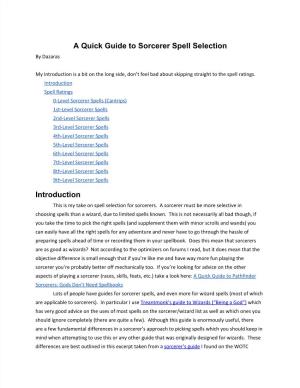 A Quick Guide to Sorcerer Spell Selection Introduction
