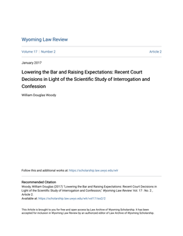 Recent Court Decisions in Light of the Scientific Study of Interrogation and Confession
