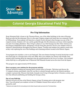 Colonial Georgia Educational Field Trip
