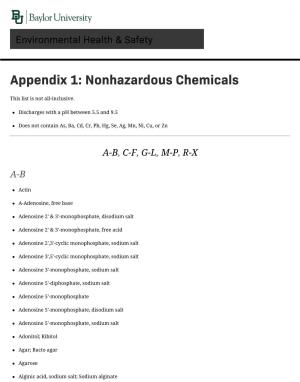 Appendix 1: Nonhazardous Chemicals