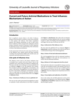Current and Future Antiviral Medications to Treat Influenza: Mechanisms of Action