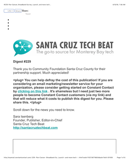 229: Pan-Cancer, Broadband Survey, Launch, and More Tech... 4/10/18, 7�56 AM