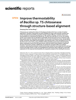 Improve Thermostability of Bacillus Sp. TS Chitosanase Through Structure‑Based Alignment Zhanping Zhou1 & Xiao Wang2*