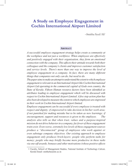 A Study on Employee Engagement in Cochin International Airport Limited