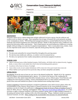 Conservation Cover (Monarch Habitat) S