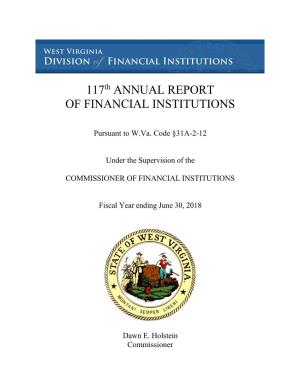 2018 West Virginia Division of Financial Institutions Annual Report