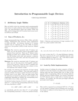 Introduction to Programmable Logic Devices
