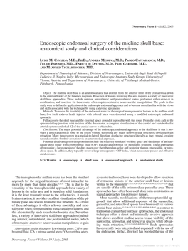 Endoscopic Endonasal Surgery of the Midline Skull Base: Anatomical Study and Clinical Considerations